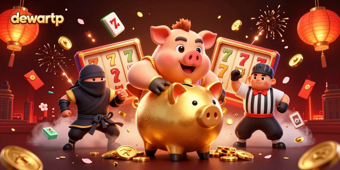 Memanfaatkan kesempatan dengan dewartp, ilustrasi kasino 3D yang menampilkan karakter ceria dan elemen slot yang mengesankan.