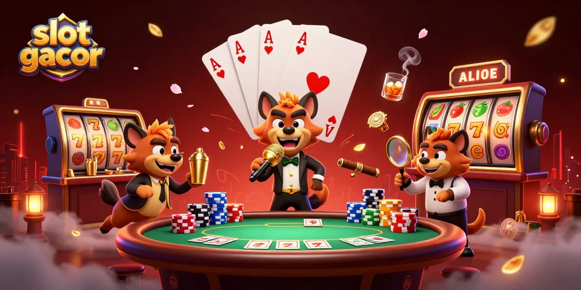 Engage with slot gacor winning strategies in a vibrant 3D animated casino scene.