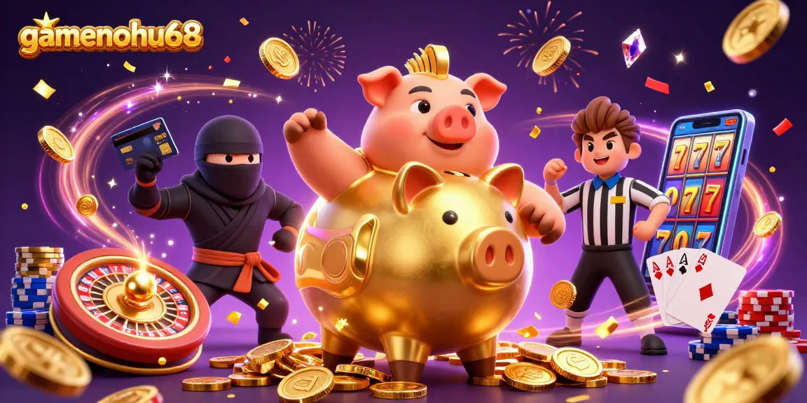 Experience gamenohu68 in a vibrant casino scene with dynamic characters and festive game elements.