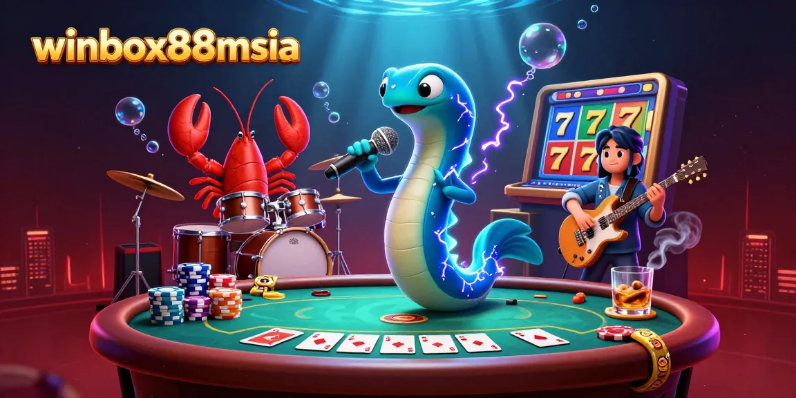 Experience thrilling gameplay with winbox88msia featuring a DJing electric eel in an immersive underwater casino.