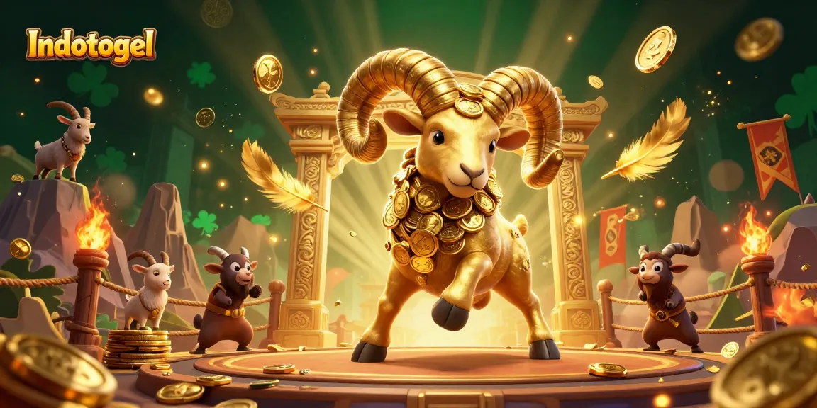 Experience thrilling wins with Indotogel's vibrant 3D casino scene featuring golden ram and dynamic game elements.