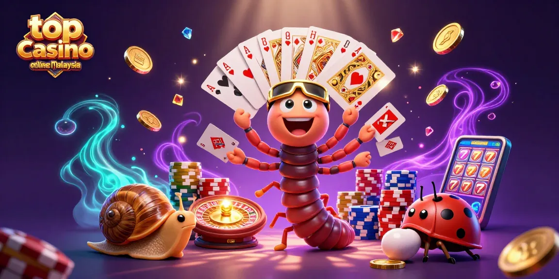 Experience the thrill at the top casino online Malaysia with a vibrant, dynamic casino scene featuring unique characters.