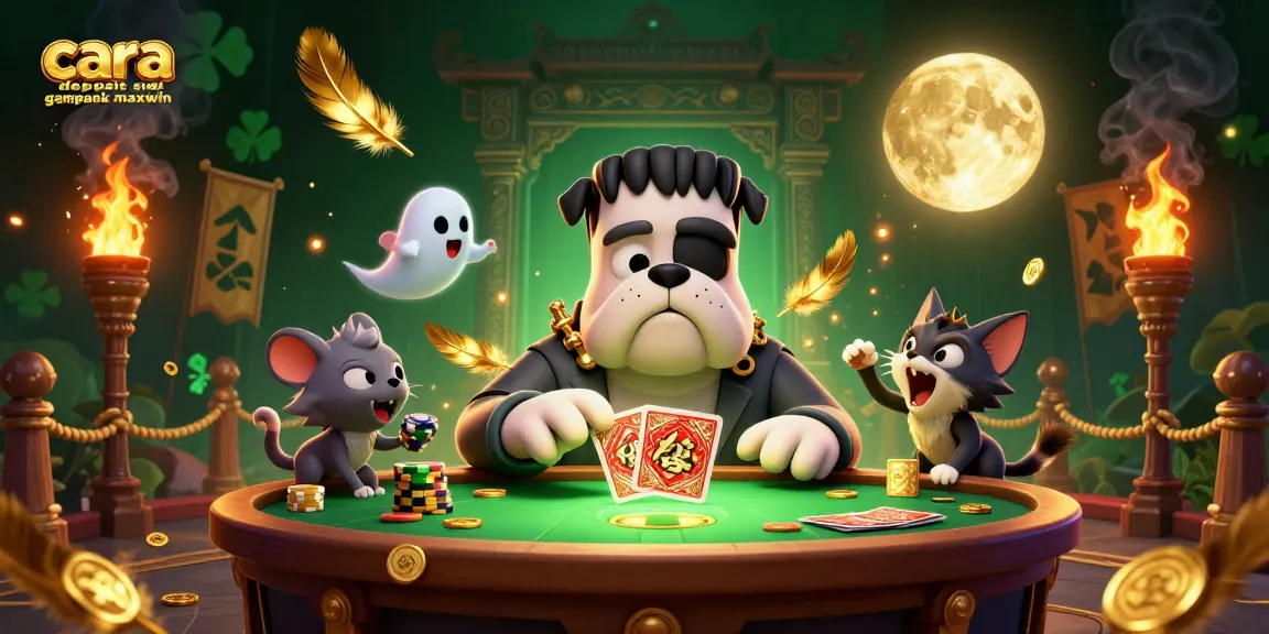 Experience cara deposit slot gampang maxwin with a 3D illustration of quirky characters and exciting casino elements.