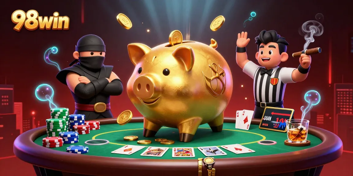 Experience thrilling gaming action at 98win with vibrant casino elements and exciting characters.