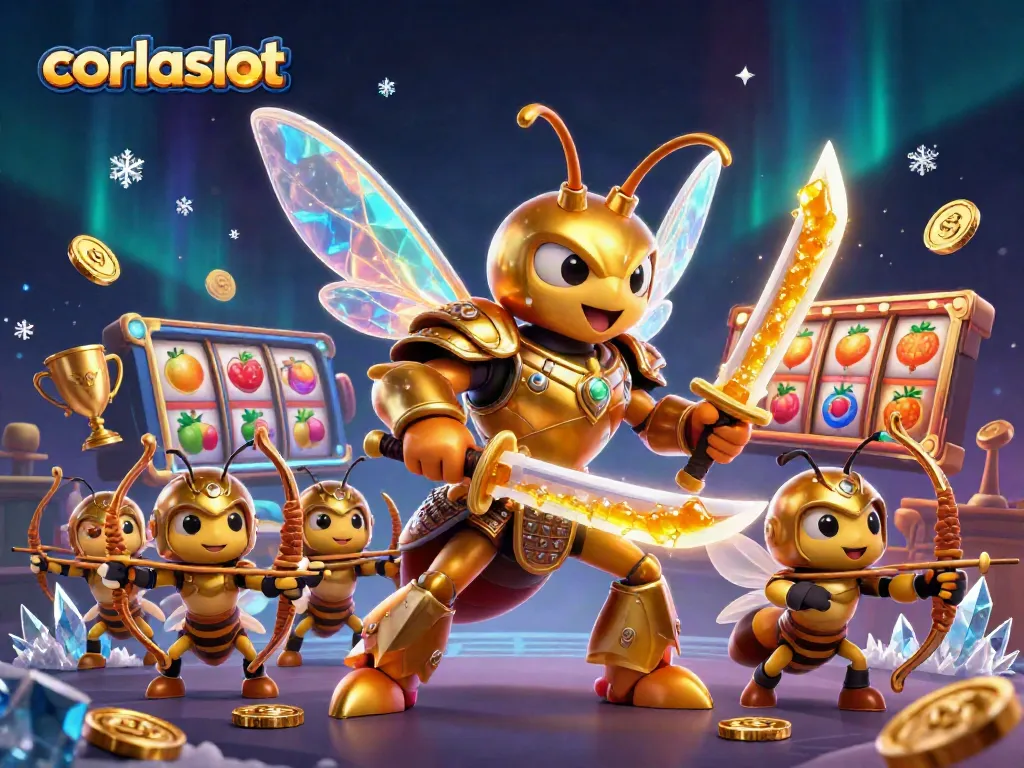 Experience thrill with corlaslot's dynamic slot reels and characters in vibrant 3D illustration.