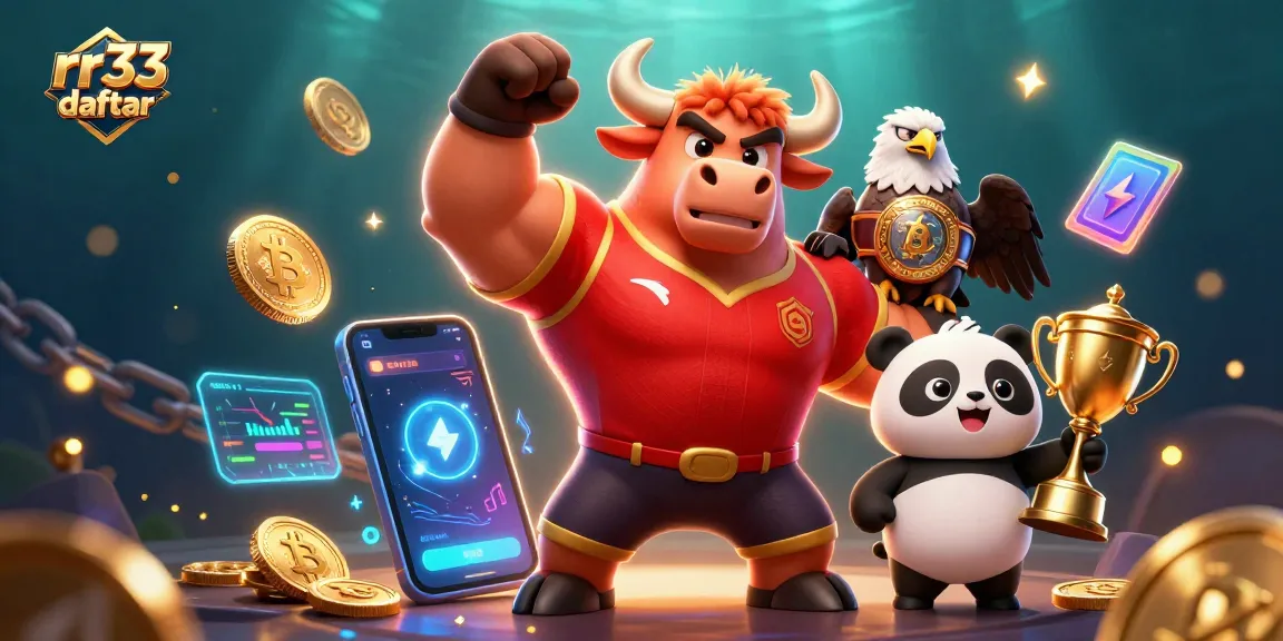Experience rr33 daftar with a lively illustration showcasing fun characters and exciting gambling elements.