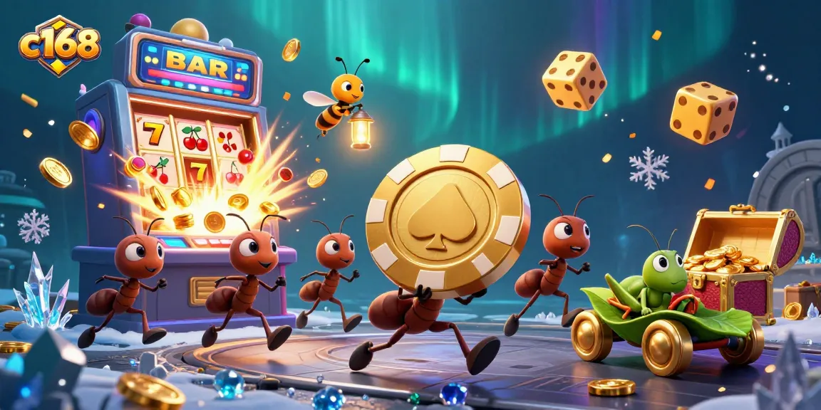 Experience thrilling wins with c168 at a dynamic casino with animated characters amid vibrant slot elements and rewards