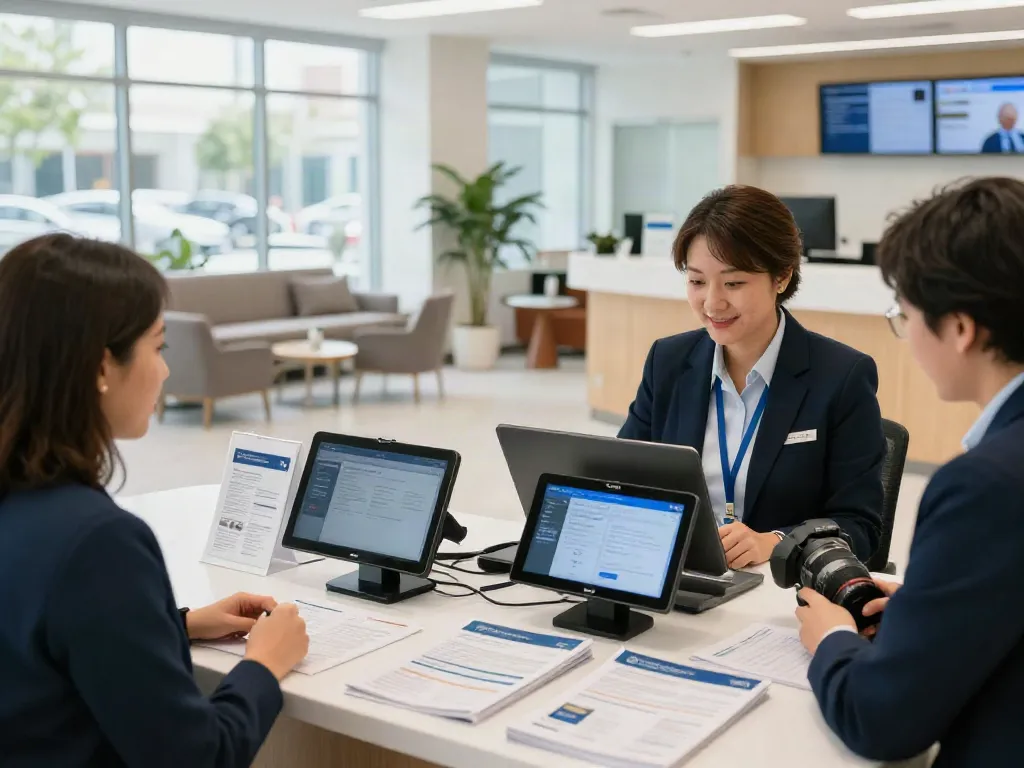 Informasi javaslot di layanan pelanggan bank modern dengan suasana profesional.