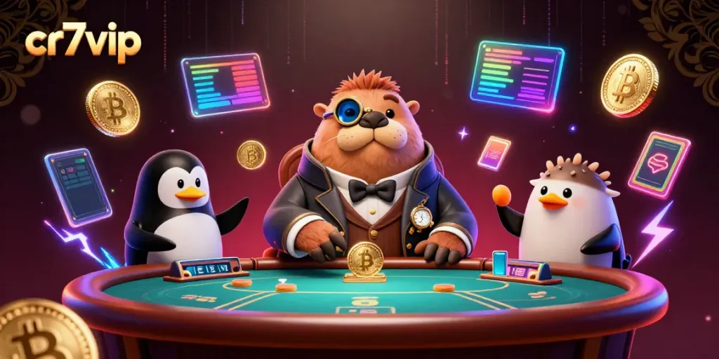 Permainan kartu cr7vip di bawah laut dengan karakter lucu bermain poker.
