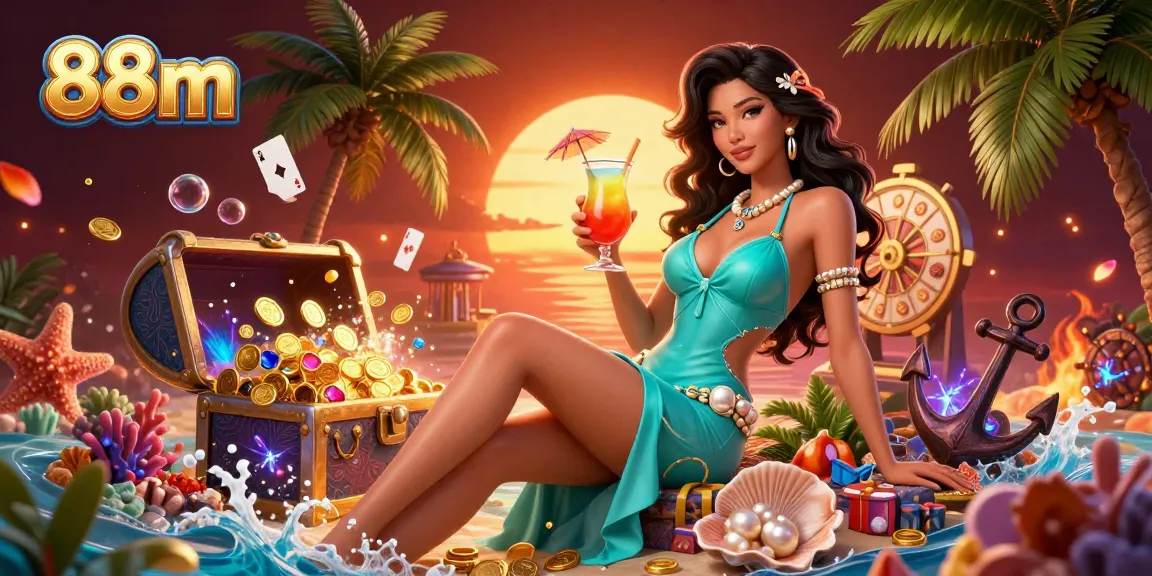 Experience the thrill of gambling with 88m at a vibrant beach casino resort setting.