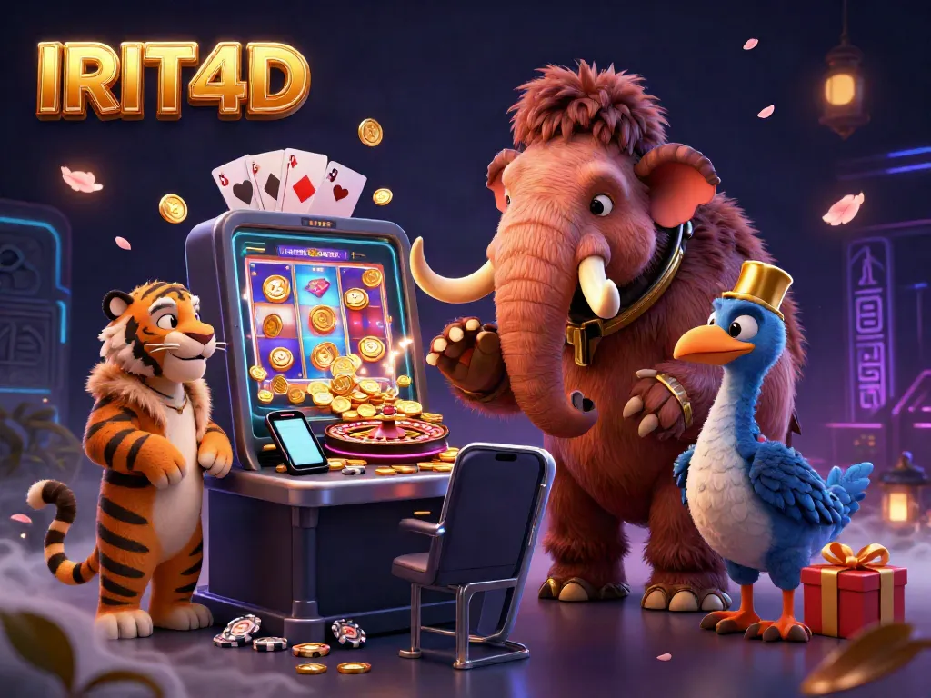 Experience the vibrant gaming scene at IRIT4D with dynamic slot games and engaging characters in the casino world.