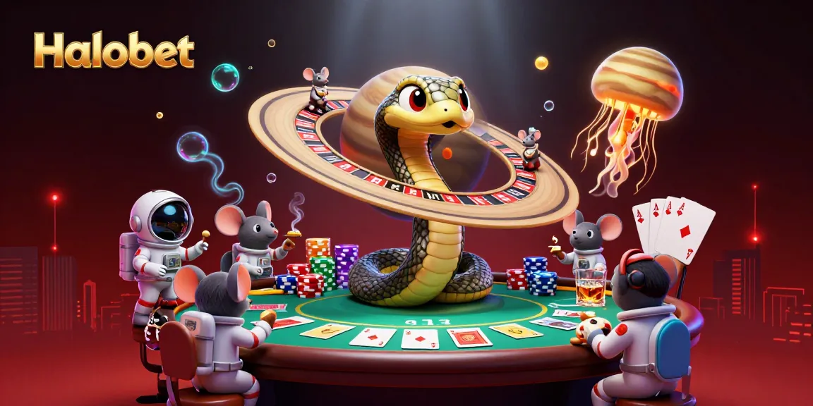 Place your bets at Halobet with engaging cosmic casino characters in an exciting 3D scene.