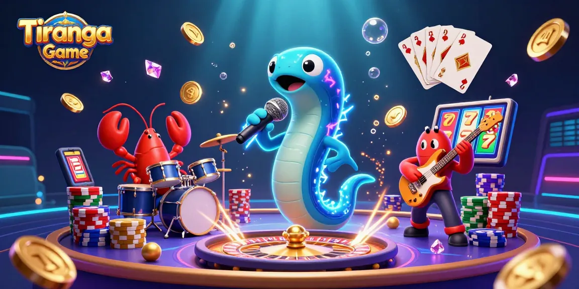 Tiranga Game features a lively underwater casino scene with an electric eel DJ and vibrant game elements