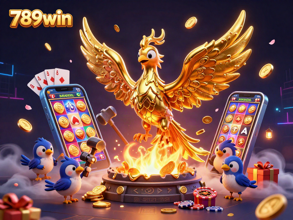 Experience the excitement of winning with 789win through a vibrant 3D casino fantasy featuring games and gold.