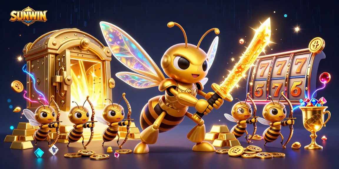 SUNWIN unveils thrilling gaming fun with a vibrant scene of golden hornets and slot elements