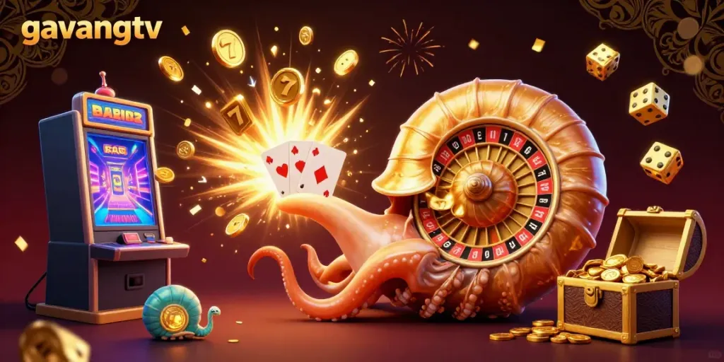 Experience the thrill of gambling with this vivid 3D illustration of gavangtv's exciting games and jackpots.