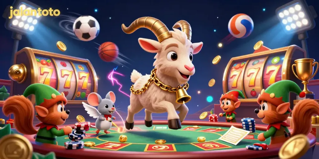 Mainkan kasino slot di jalantoto dengan simbol keberuntungan dan suasana yang meriah.