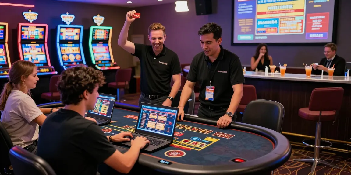Dynamic casino scene at https://dentalgroups.co.uk with players enjoying credit card gaming and vibrant atmosphere.