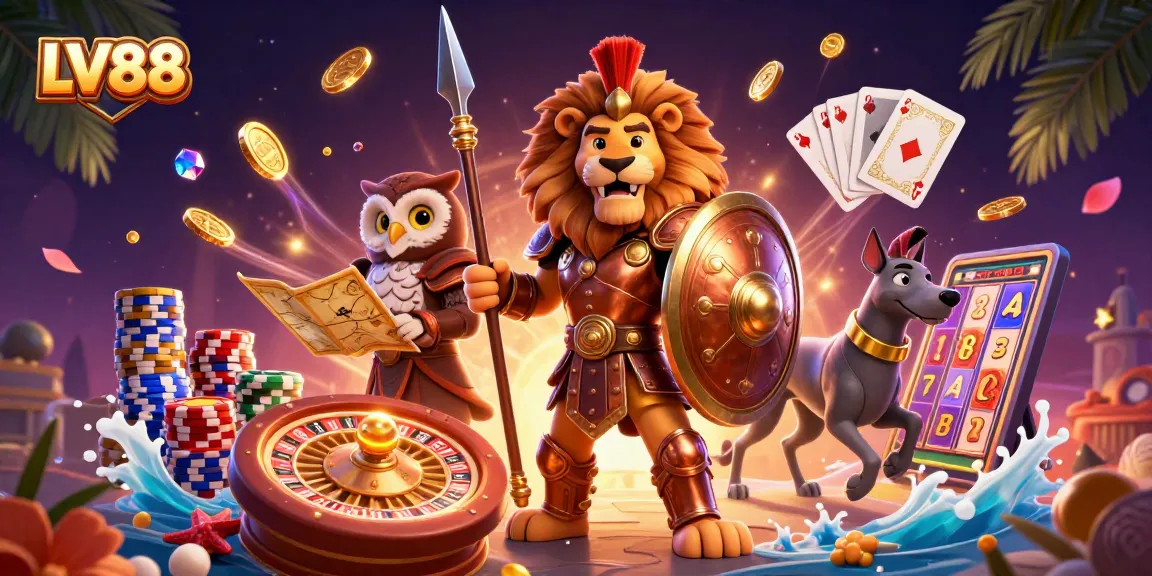 Experience thrilling gaming adventures at LV88 with a dynamic 3D casino scene.