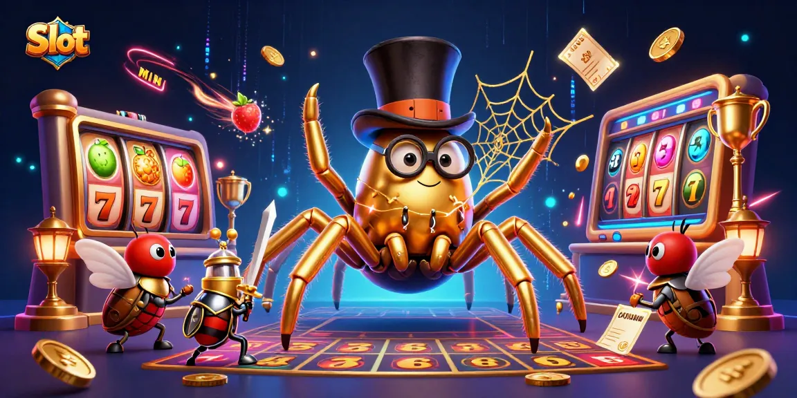 Spin slot reels dynamically with golden symbols, featuring a golden tarantula character.