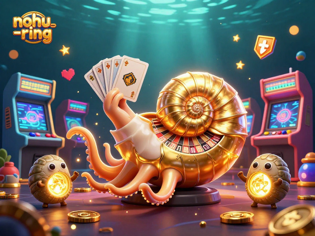 Experience dynamic gaming with nohu-ring, as ancient nautilus spins and deals cards amidst vibrant arcade action.