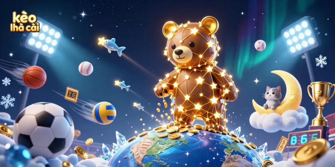 Experience kèo nhà cái with dynamic sports elements and whimsical characters in a vibrant casino scene.