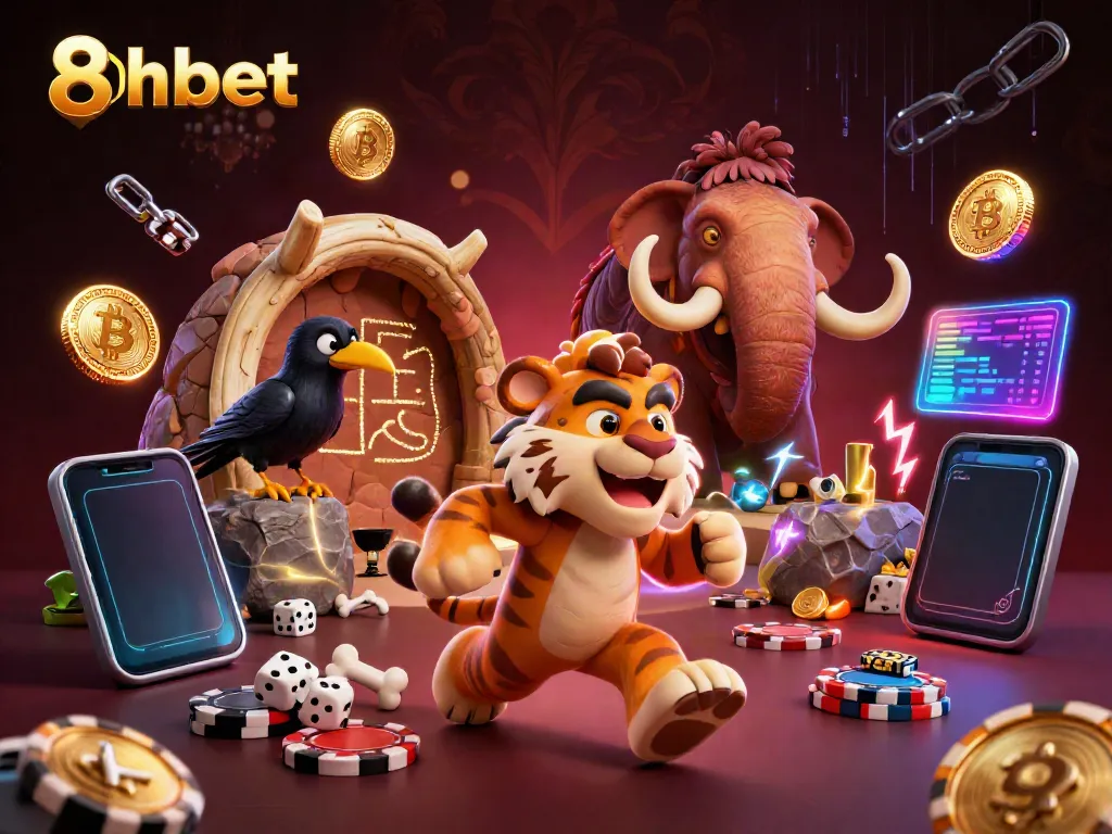 Experience the vibrant world of 8xbet with unique characters enjoying a dynamic casino environment.
