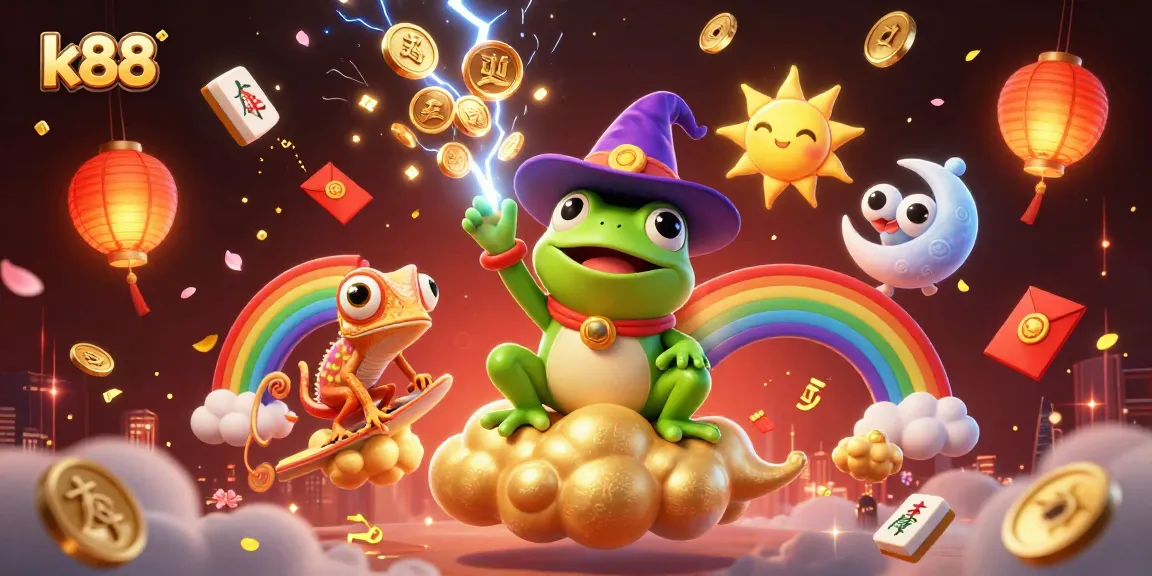 K88 offers an exciting casino experience with magical elements like a weather wizard frog and a rainbow chameleon.
