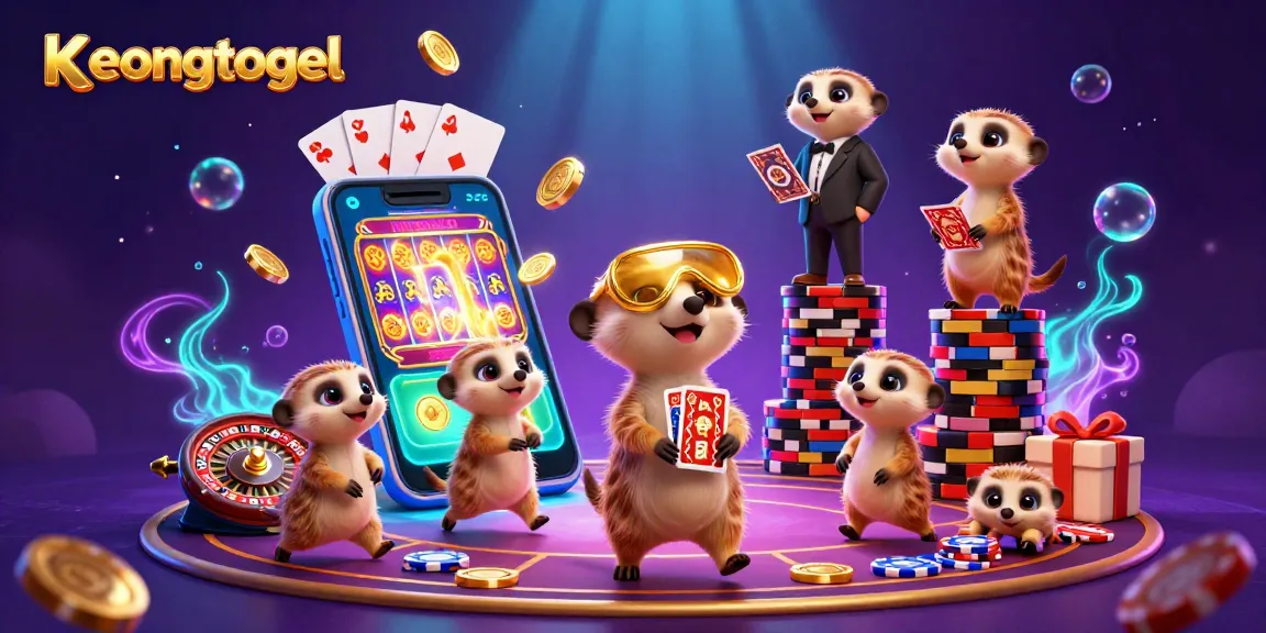 Experience the excitement of keongtogel as meerkats engage in casino operations with vibrant gaming elements around them.