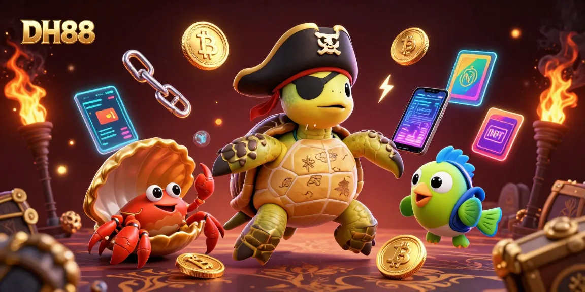 Experience the excitement of DH88's online gaming world with vibrant 3D characters and crypto elements.
