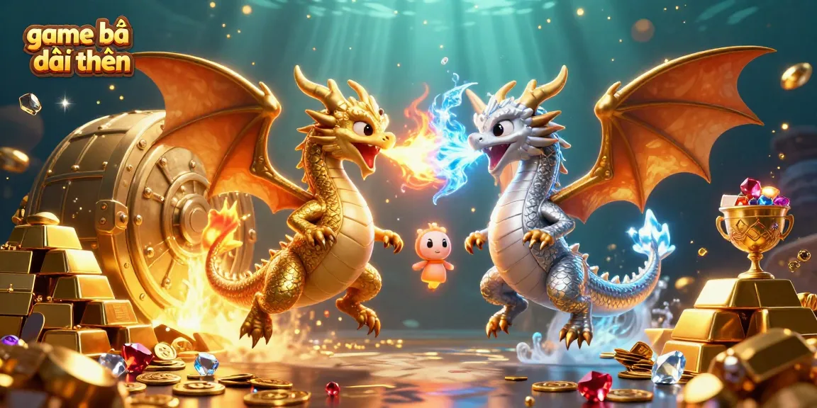 Engage in game bài đổi thưởng with 3D dragons and treasures, enhancing the gaming experience.