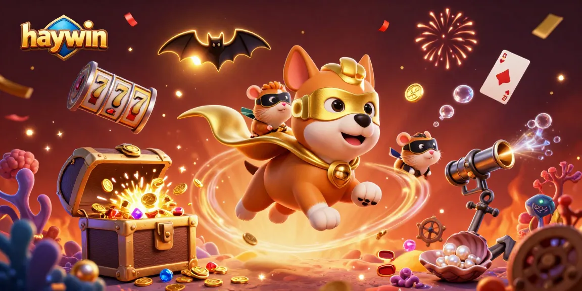 Join the fun at haywin with a vibrant 3D casino scene featuring cartoon superhero characters in action.