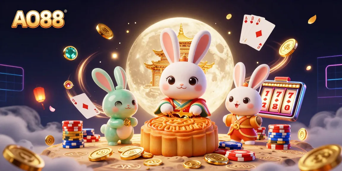 Experience thrilling AO88 moments with lively characters and casino elements in a colorful 3D illustration.
