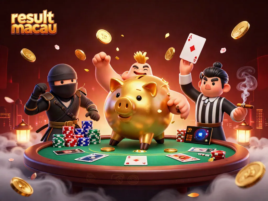 Engage with result macau in a vibrant 3D casino scene showcasing dynamic characters and rich elements.