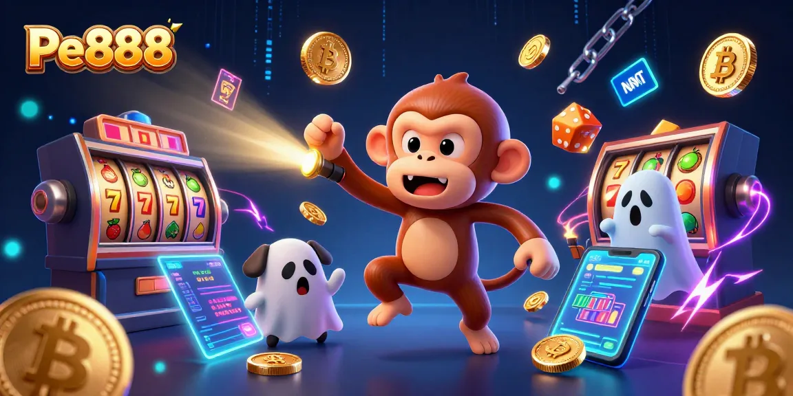Experience the thrilling Pe888 online casino atmosphere with dynamic characters and vibrant gaming elements.