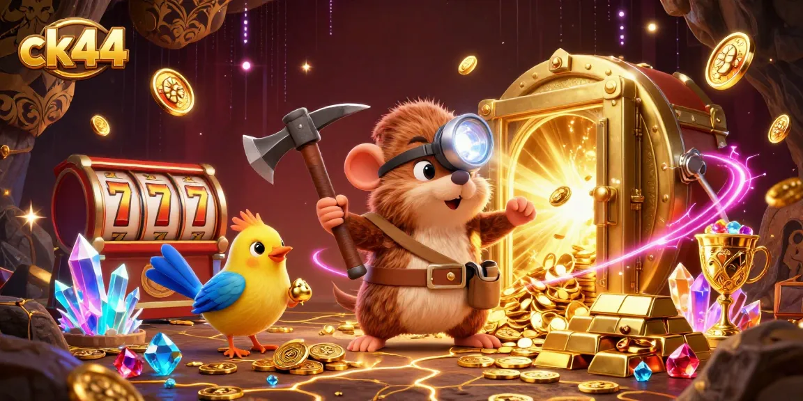 Experience winning excitement at ck44 with a treasure-themed illustration depicting vibrant casino excitement and adventure.