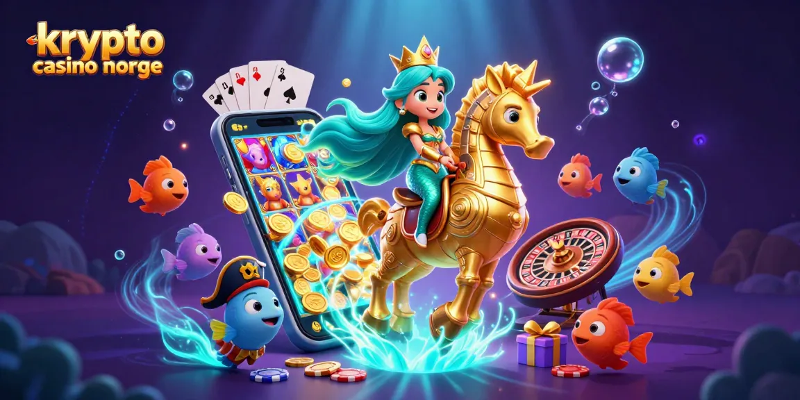 Opplev krypto casino norge med en 3D havfrue og gullmynter i et magisk undervannsmiljø.