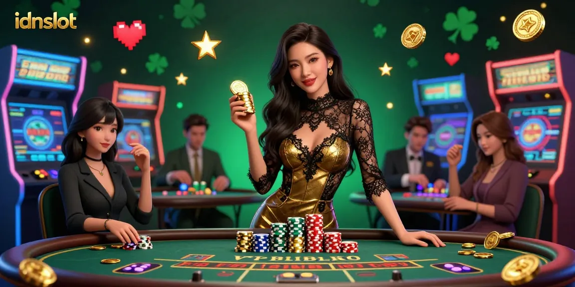 Experience high stakes with idnslot as a glamorous player engages at a VIP baccarat table.