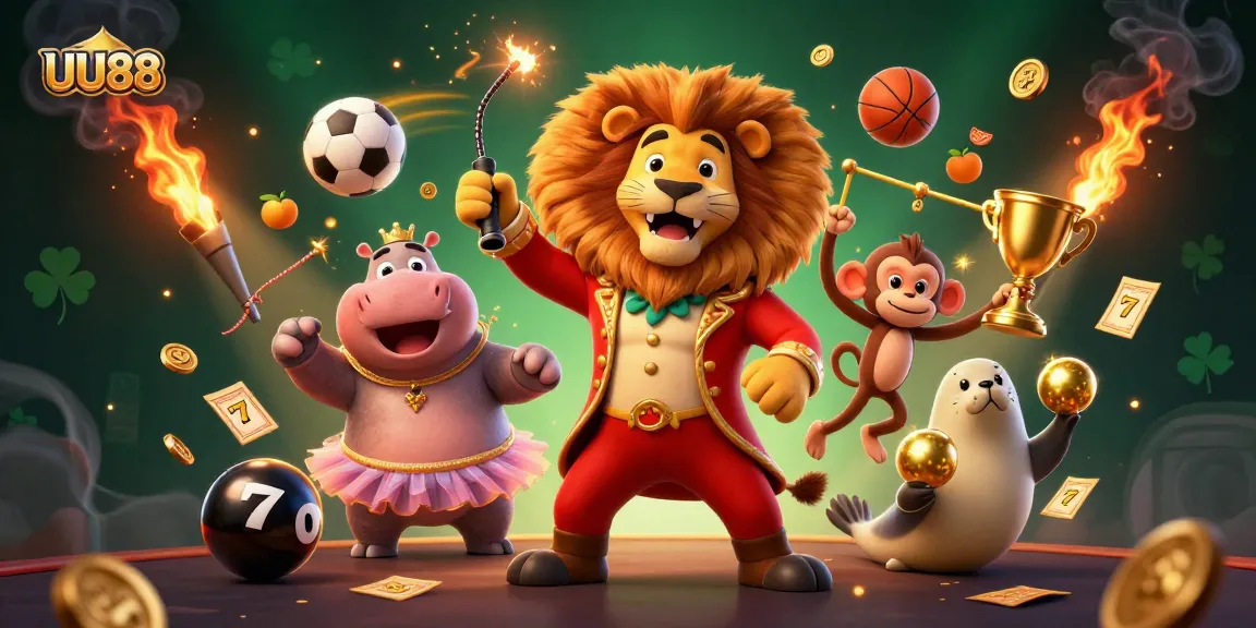 Experience thrilling gaming at UU88 with lively characters and dynamic casino elements.