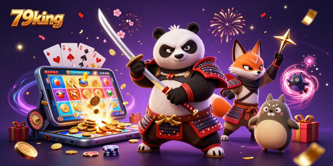Join the excitement of 79king with a vibrant casino scene featuring animated characters and games.