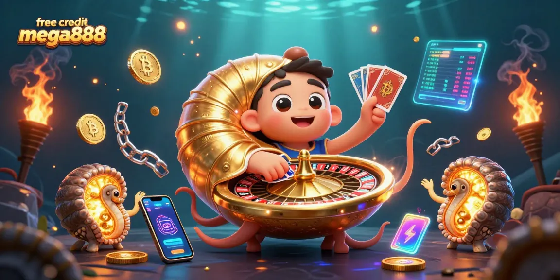 Maximize your play with free credit mega888 in a vibrant, dynamic casino scene featuring ancient gambling symbols.