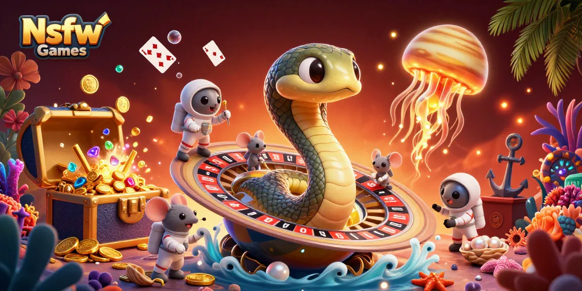 Bet on exciting Nsfw Games with a vibrant scene showcasing a colorful cosmic roulette