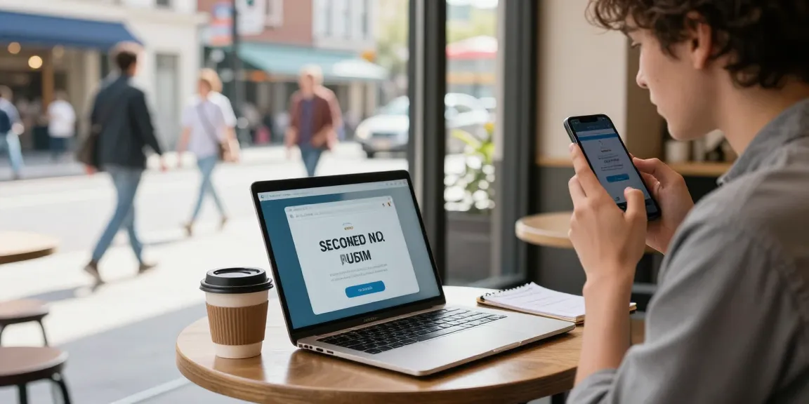 Acheter un deuxième numéro pour rester connecté, jeune professionnel utilisant son smartphone dans un café animé.