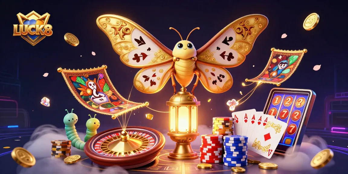 Experience the thrill of LUCK8 with a vibrant 3D illustration showcasing exciting gaming elements and characters.