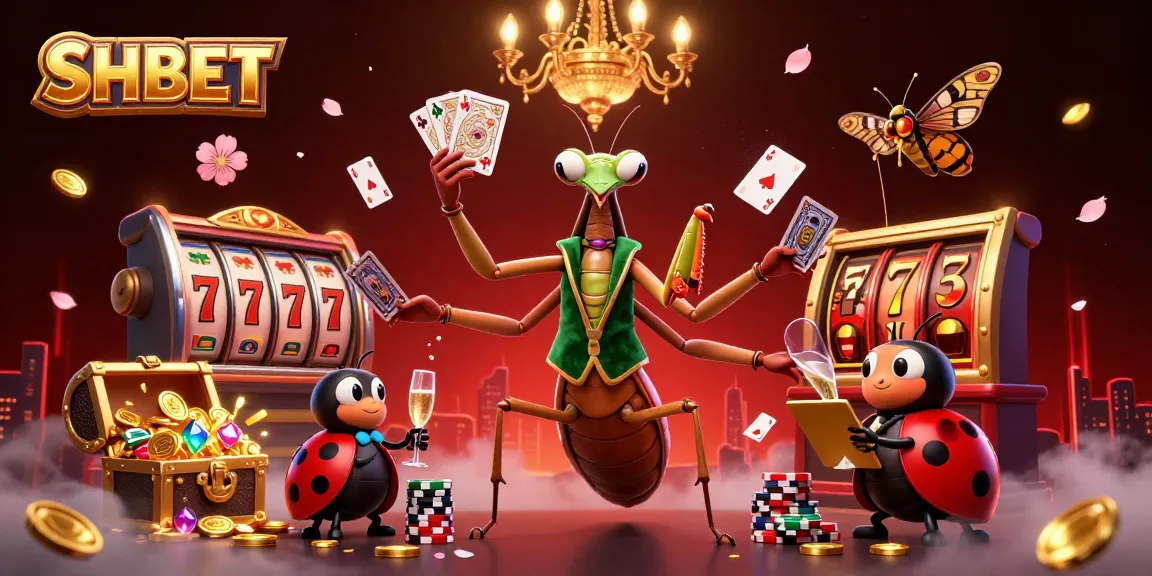 Experience SHBET's thrilling action with a lively casino scene featuring vibrant characters and dynamic gaming elements.