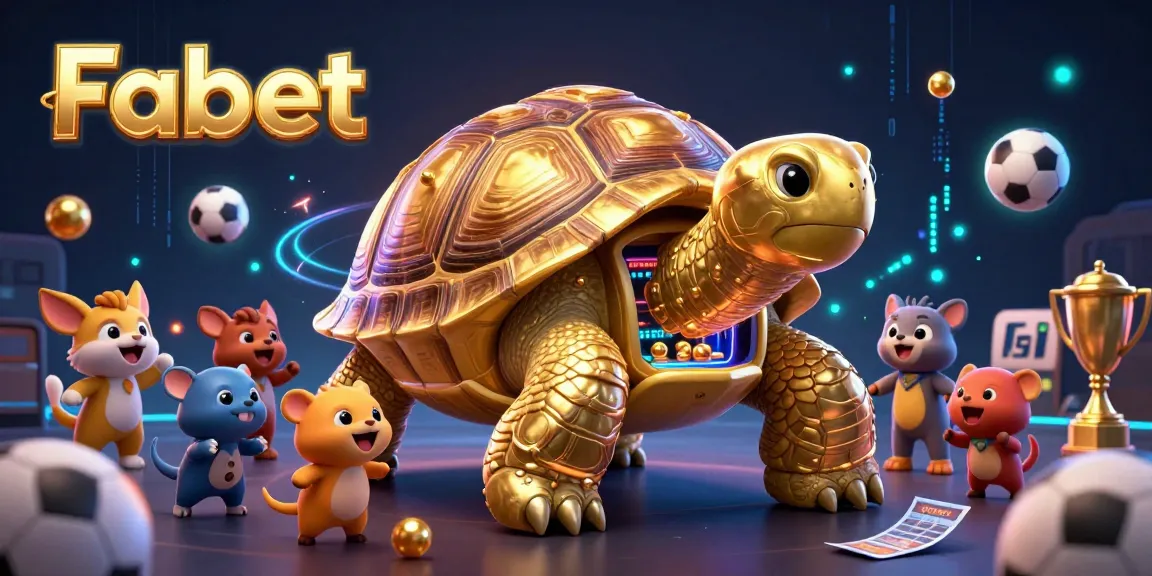 Excited animals play at Fabet's sports betting arena, featured in vibrant 3D illustration.