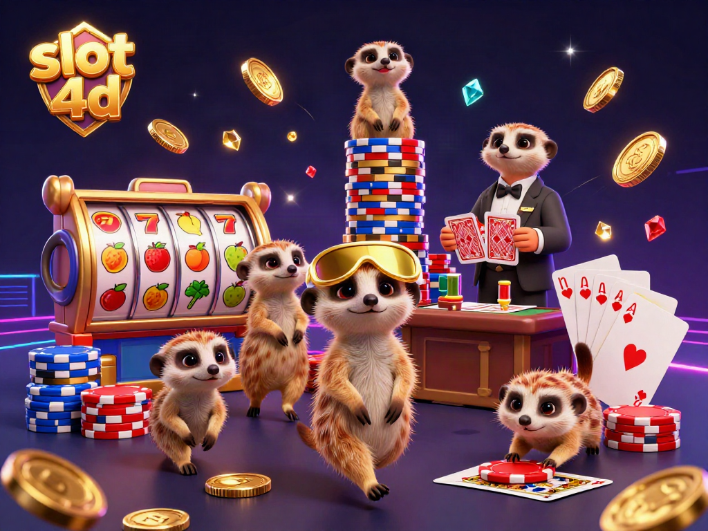 Slot 4D menarik perhatian dengan lebih banyak koin emas dan potongan chip yang berkilau di kasino.