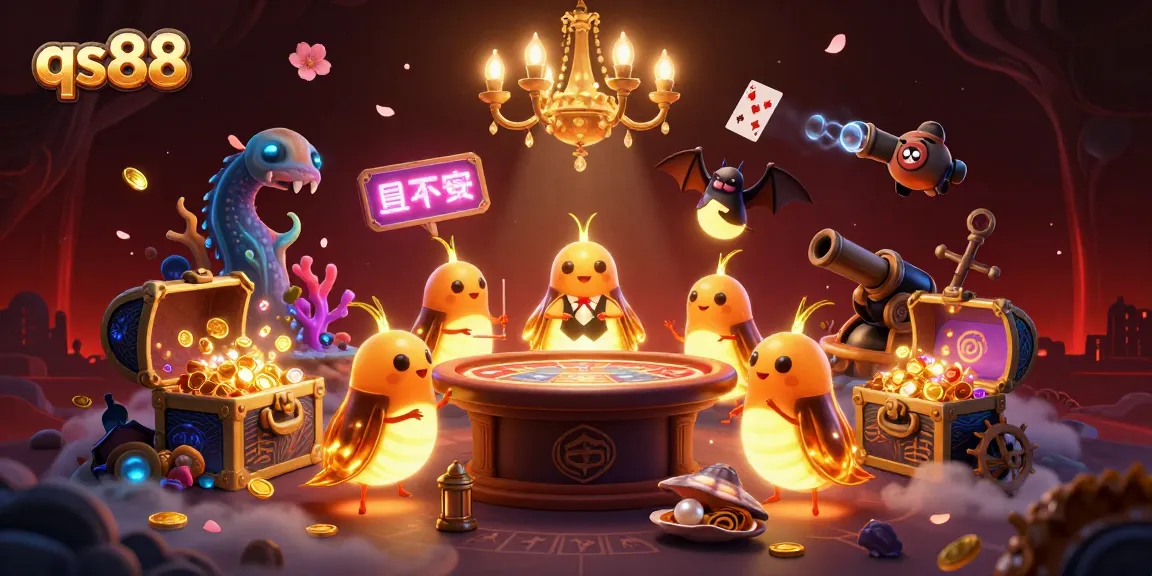 Experience thrilling gameplay at qs88, featuring bioluminescent glowworms lighting an enchanting casino scene.