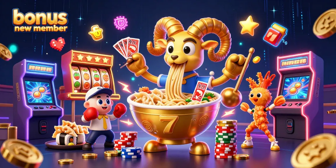 Engage with the bonus new member rewards as a lively ramen bowl dealer and friends present thrilling casino action.