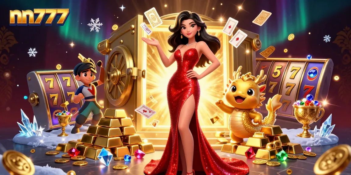 Engage with nn777's stunning slot games in this dynamic casino illustration.